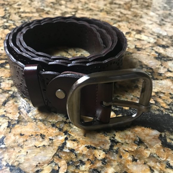 Leather Belt with Scalloped Trim - Picture 4 of 9